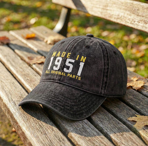 75th Custom Birthday Embroidered Hat Born in 1951 Headwear Gift Personalized Cotton Twill Cap