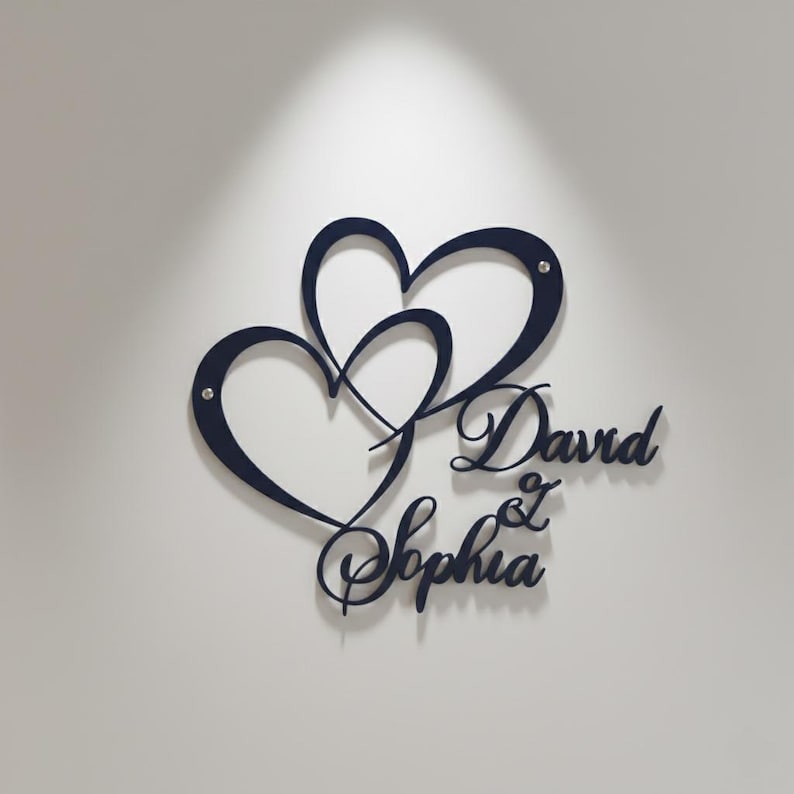 Custom Infinity Heart Name Sign - Metal Wall Art Decor for Wedding, Anniversary, or Bedroom - Personalized Couple Name Gift for Home Decor