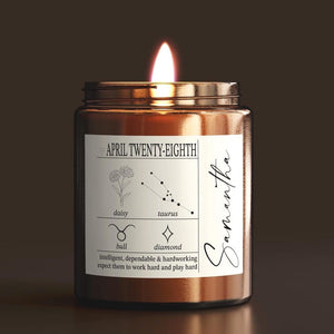 Custom Birthdate Candle - Zodiac Gift for him - Personalized Astrology Candle - Star Sign Candle Gift - Constellation Gifts for men & women