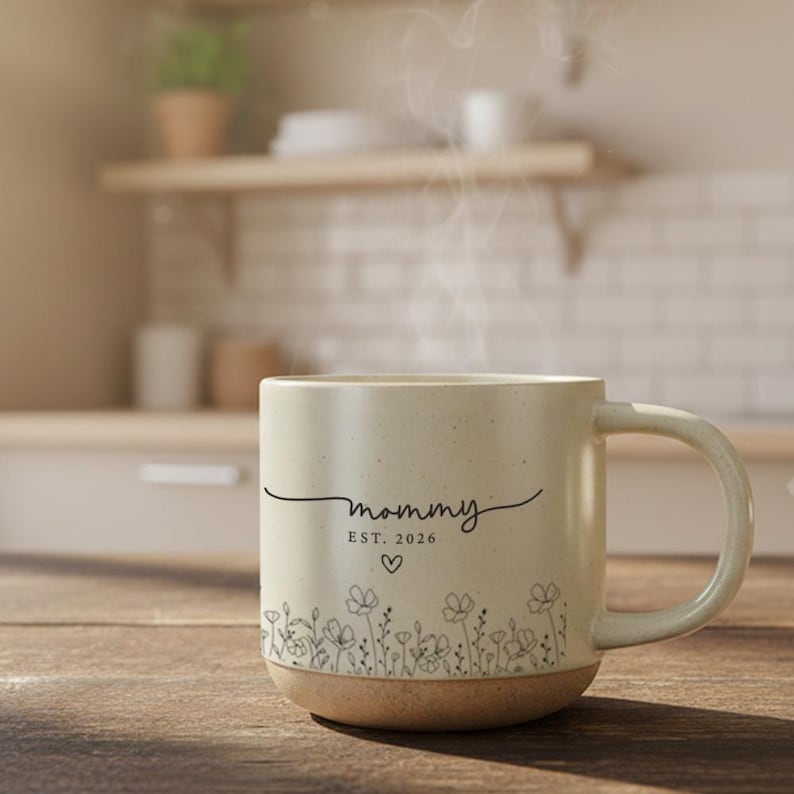 Personalized Mom Dad Mug, First Mother's Day Gift, Best Mom Ever Coffee Cup, New Parent Pottery, Future Parents Est 2026, Baby Shower Gift