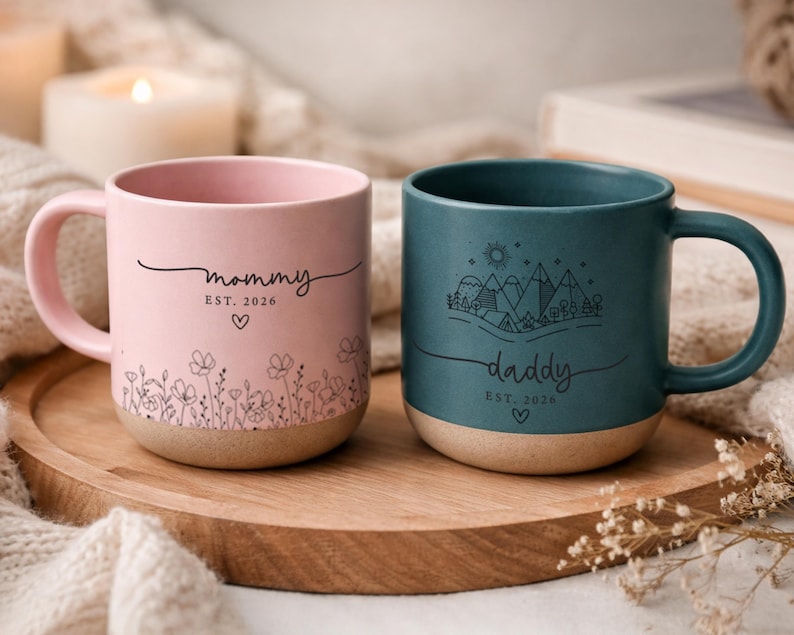 Personalized Mom Dad Mug, First Mother's Day Gift, Best Mom Ever Coffee Cup, New Parent Pottery, Future Parents Est 2026, Baby Shower Gift