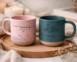 Personalized Mom Dad Mug, First Mother's Day Gift, Best Mom Ever Coffee Cup, New Parent Pottery, Future Parents Est 2026, Baby Shower Gift