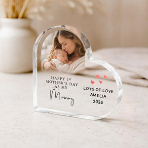 Personalised Happy 1st Mother's Day Gift, First Mother's Day Heart Photo Frame, Gifts from Baby for Mummy