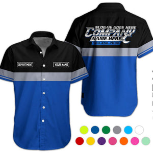 Personalized Name, Phone Number Mechanic Hawaii Shirt, Auto Repair Uniform, Name Work Shirt, Garage Gift, Mechanic Gift, Father's Day Gift