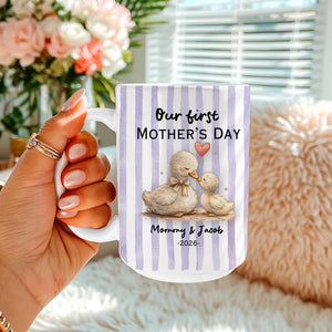 Personalized First Mothers Day Mug, Striped Mom Cup, New Mom Keepsake Gift from Baby, First Time Mom Gift, Custom Mom Mug for Mother's Day