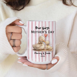 Personalized First Mothers Day Mug, Striped Mom Cup, New Mom Keepsake Gift from Baby, First Time Mom Gift, Custom Mom Mug for Mother's Day