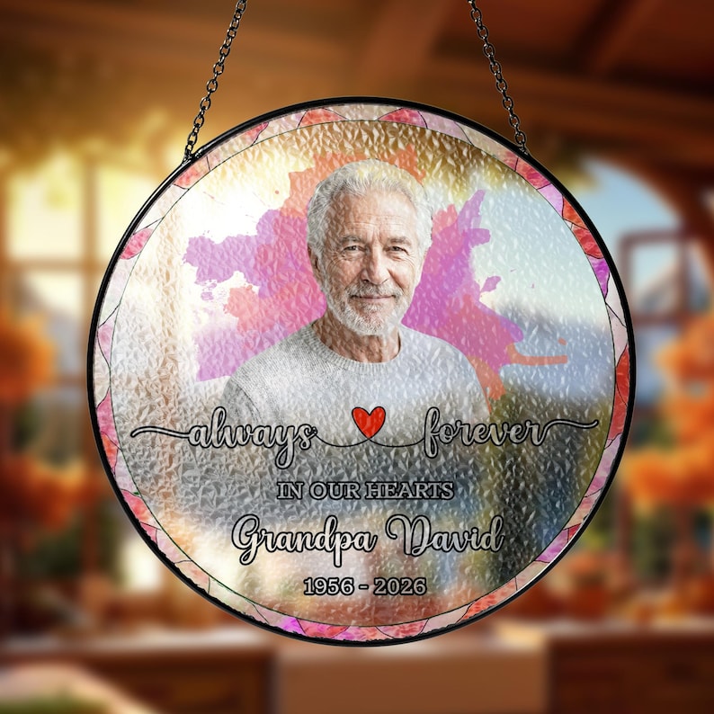 Custom Photo Portrait Glass Suncatcher, Loss of Mom Dad, Photo Memorial Suncatcher, Sympathy Gifts, Remembrance Gifts, Memorial Grandma Gift