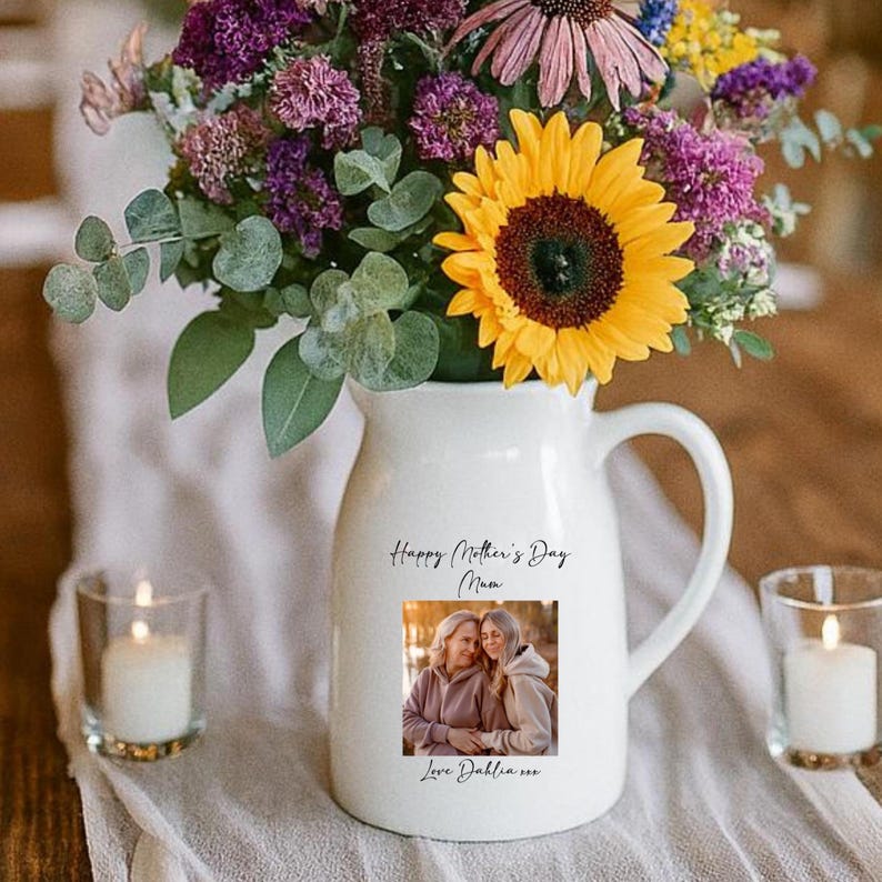 Personalised Vase, Mothers Day Gifts, Gift For Her, Gift For Mum, Photo Gifts, Ceramic Vase, Personalised Gifts, Custom Gifts, Mum Gifts