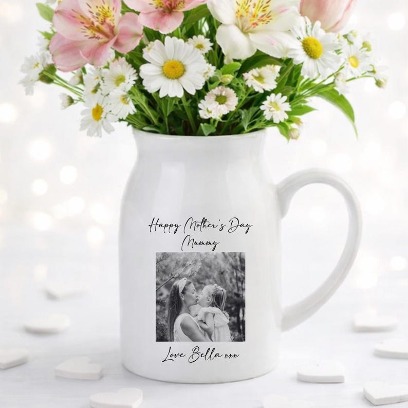Personalised Vase, Mothers Day Gifts, Gift For Her, Gift For Mum, Photo Gifts, Ceramic Vase, Personalised Gifts, Custom Gifts, Mum Gifts