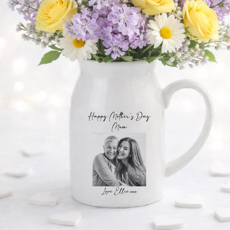 Personalised Vase, Mothers Day Gifts, Gift For Her, Gift For Mum, Photo Gifts, Ceramic Vase, Personalised Gifts, Custom Gifts, Mum Gifts