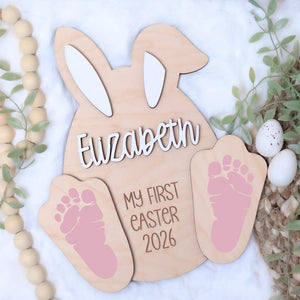 My First Easter Sign, Baby Memory Board, Easter Gift For Newborns, Milestones Footprint Sign, Easter DIY Kids Craft, Easter Baby Keepsake