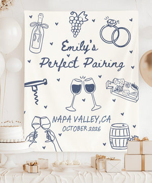 Perfect Pairing Bachelorette Banner, Custom Wine Bachelorette Backdrop, Napa Valley Bridal Shower Sign, Winery Bach Party Decor Personalized