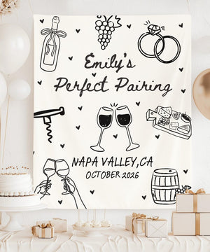 Perfect Pairing Bachelorette Banner, Custom Wine Bachelorette Backdrop, Napa Valley Bridal Shower Sign, Winery Bach Party Decor Personalized