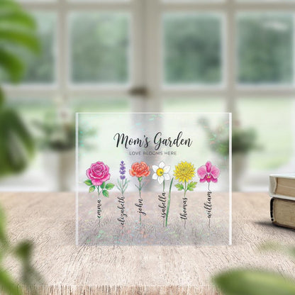 Grandmas Garden Plaque Gift for Grandma, Personalized Gifts for Mothers Day Gifts, Personalized Flower Acrylic plaque