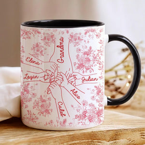 Personalized Grandma Mug, Holding Hands Mugs Mother's Day Gift for Grandma