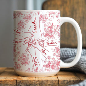 Personalized Grandma Mug, Holding Hands Mugs Mother's Day Gift for Grandma