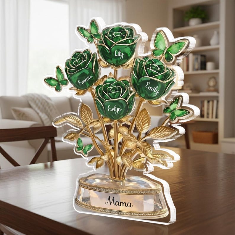 Personalized Mother's Day Gift, Rose Flower Plaque, Gift For Mom Acrylic Plaque, Grandma Gift, Flower Decoration