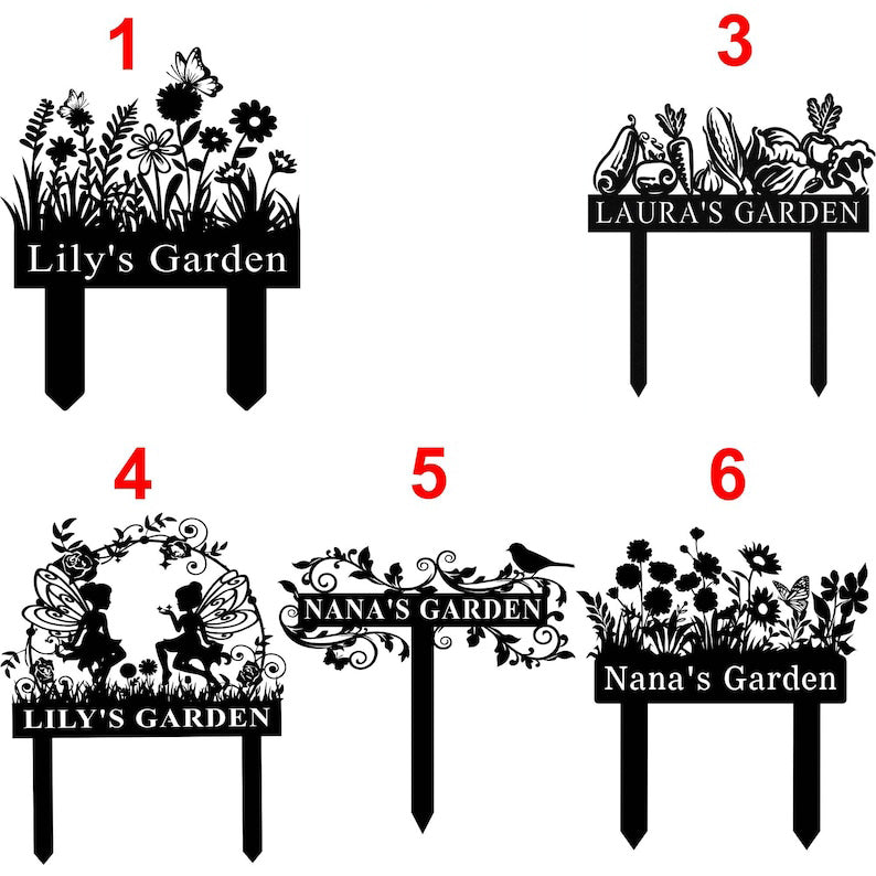 Custom Garden Sign with Stake, Flower Design Personalized Garden Sign, Gardener Name Sign, Yard Sign, Mom's Metal Garden Sign, Porch Decor