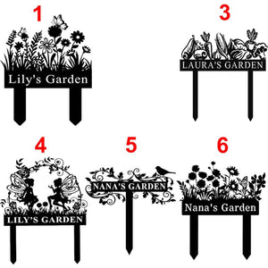 Custom Garden Sign with Stake, Flower Design Personalized Garden Sign, Gardener Name Sign, Yard Sign, Mom's Metal Garden Sign, Porch Decor