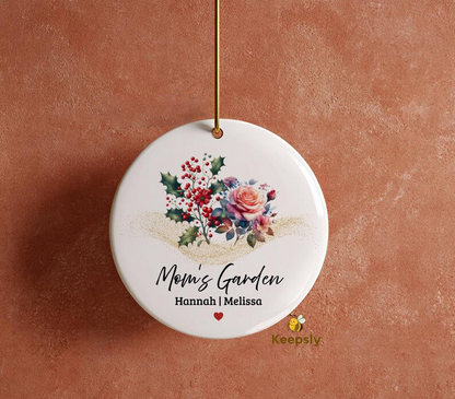 Personalized Birth Flower Ornament for Moms, Grandkids Names Gifts Keepsake