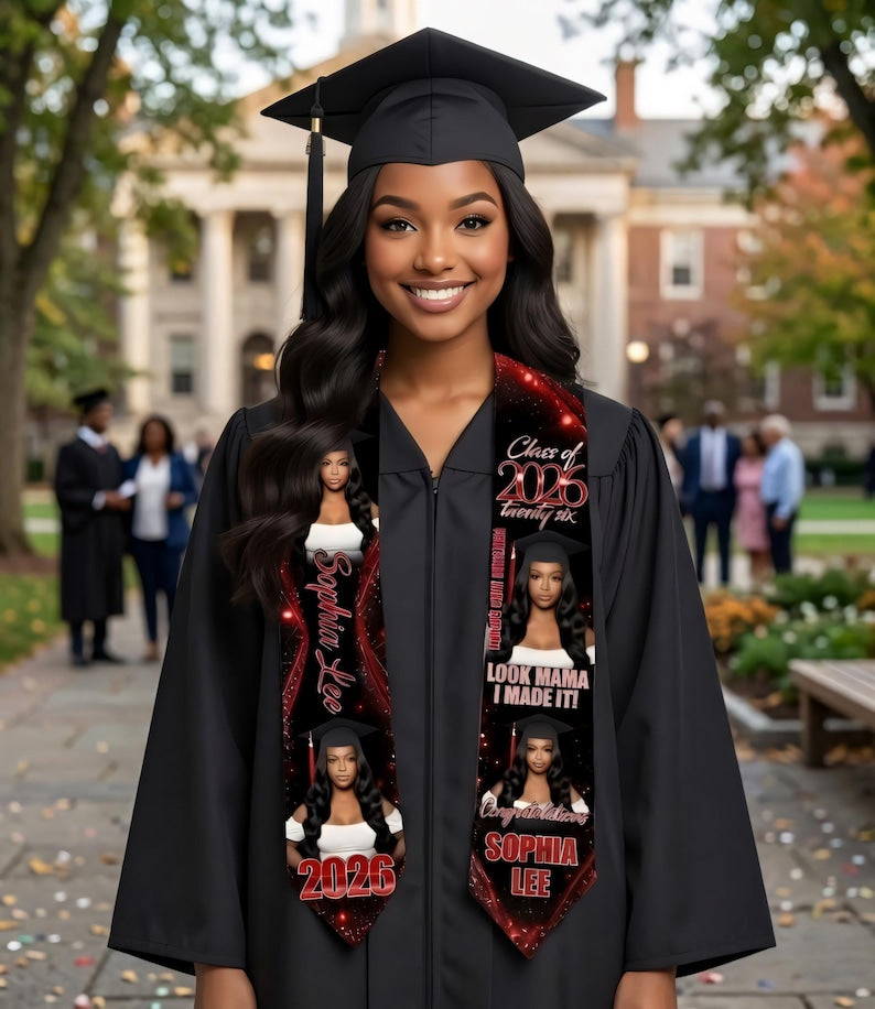 Custom Photo Graduation Stole, Personalized Class of 2026 Stole, Gifts for Student Graduation Gift Teacher Gift