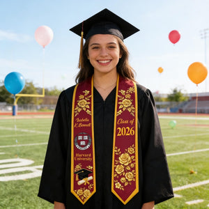 Custom Graduation Stole Class of 2026, Personalized Logo&Name Graduation Sash