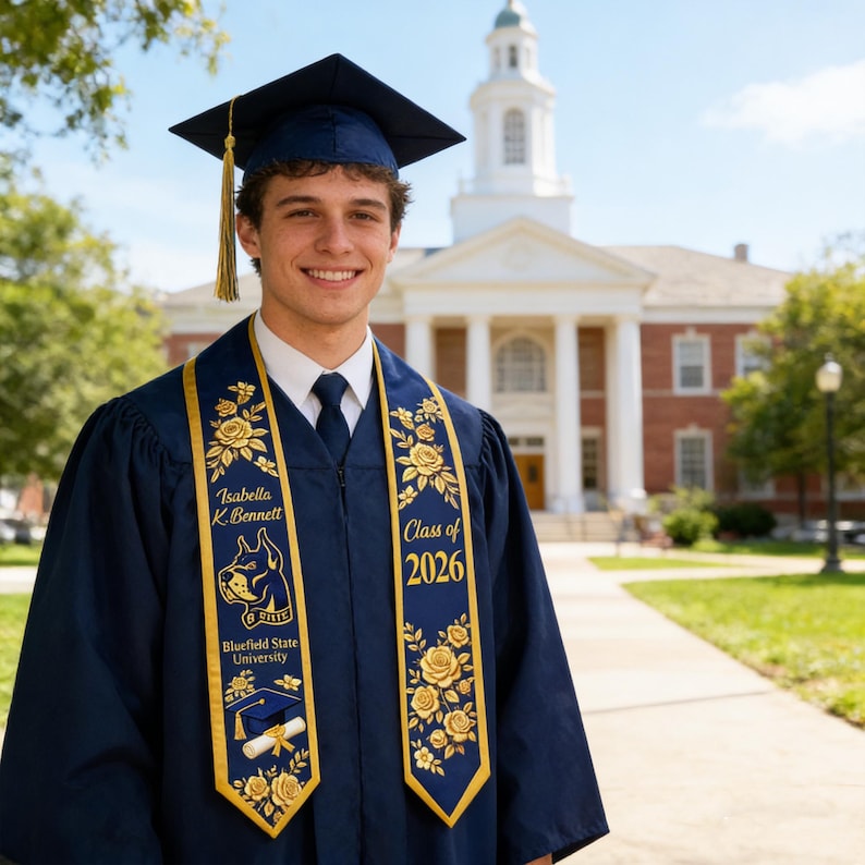 Custom Graduation Stole Class of 2026, Personalized Logo&Name Graduation Sash