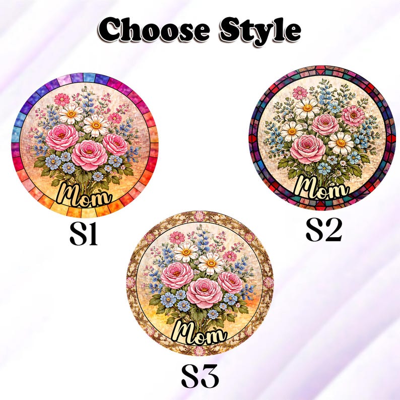 Personalized Mom Garden Suncatcher, Birth Flower Stained Glass Window Hanging, Mother s Day Gift, Grandma Nana Gift, Birthday Gift for her