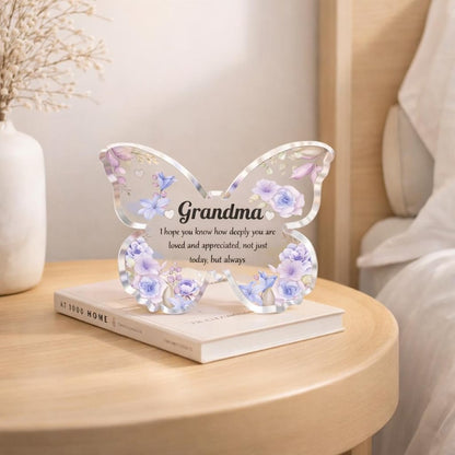 Grandma Gift Acrylic Butterfly, Gift for Grandma, Mother's Day Grandma Gift, Grandma Desk Decor, Grandmother Birthday Gift