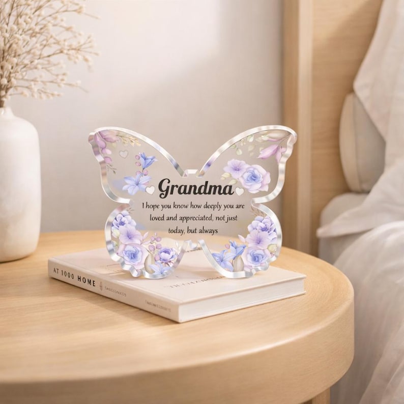 Grandma Gift Acrylic Butterfly, Gift for Grandma, Mother's Day Grandma Gift, Grandma Desk Decor, Grandmother Birthday Gift