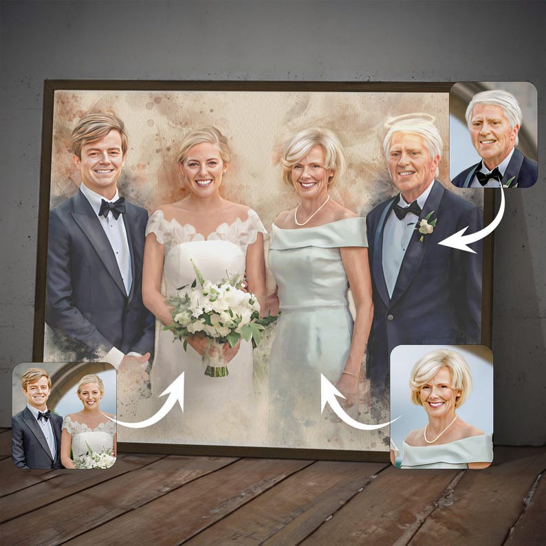 Realistic Merge Of Different Photos, Personalized Memorial Portrait, Add Deceased Loved One To Photo, Parents Gift, Gift For Mom