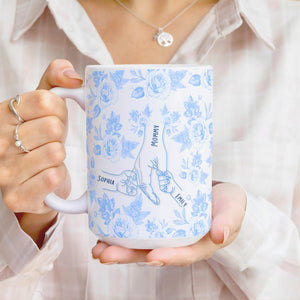 Gift for Boy Mom Twin Mommy Personalized Mother's Day Mug Baby Shower Birthday Custom Cup Custom Mother's Day Mug Holding Hands with Kids