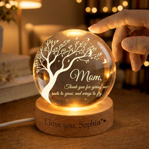 Thank You Mom Crystall Ball Night Light Personalized Birthday Gift, Mother's Day Gifts For Grandma