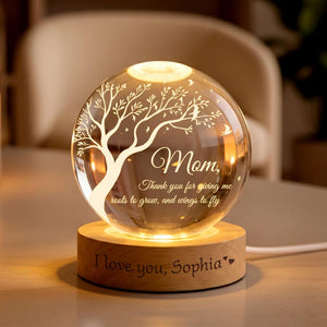 Thank You Mom Crystall Ball Night Light Personalized Birthday Gift, Mother's Day Gifts For Grandma
