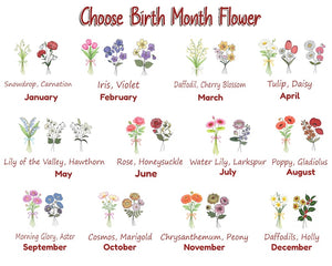 Engraved Birth Flower Coffee Mug, Personalized Pottery Gift, New Grandma Gift, Pregnancy Announcement Mug, Gift for Mom Grandma