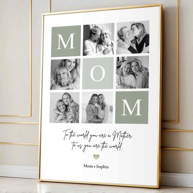 Personalized Mom Photo Poster, Custom Mother s Day Gift from Daughter or Son, Mum Picture Print Wall Art Keepsake, Grandma Gift