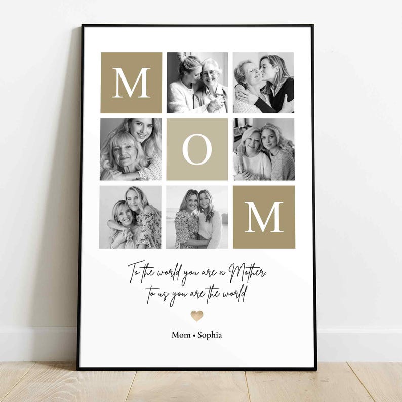Personalized Mom Photo Poster, Custom Mother s Day Gift from Daughter or Son, Mum Picture Print Wall Art Keepsake, Grandma Gift