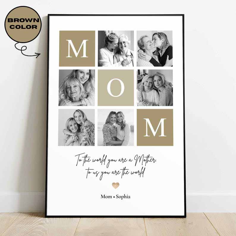 Personalized Mom Photo Poster, Custom Mother s Day Gift from Daughter or Son, Mum Picture Print Wall Art Keepsake, Grandma Gift