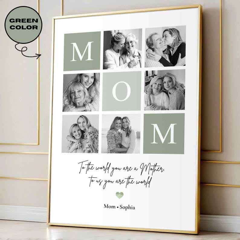 Personalized Mom Photo Poster, Custom Mother s Day Gift from Daughter or Son, Mum Picture Print Wall Art Keepsake, Grandma Gift