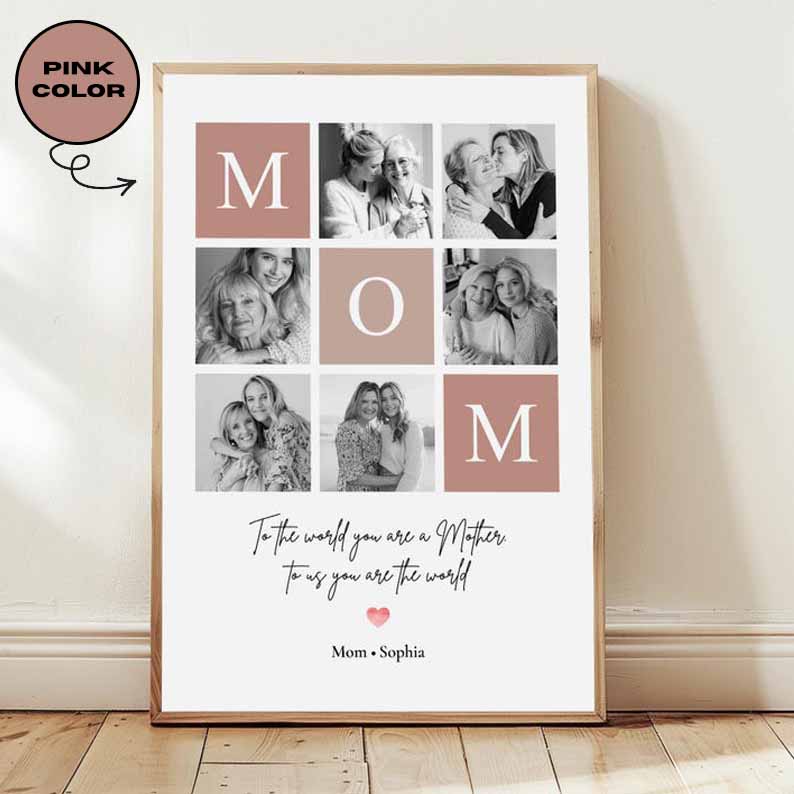 Personalized Mom Photo Poster, Custom Mother s Day Gift from Daughter or Son, Mum Picture Print Wall Art Keepsake, Grandma Gift