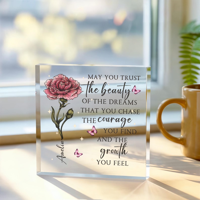 Personalised Inspirational Acrylic Plaque, Custom Name Motivational Quote Gift for Her, Encouragement Gift for Women