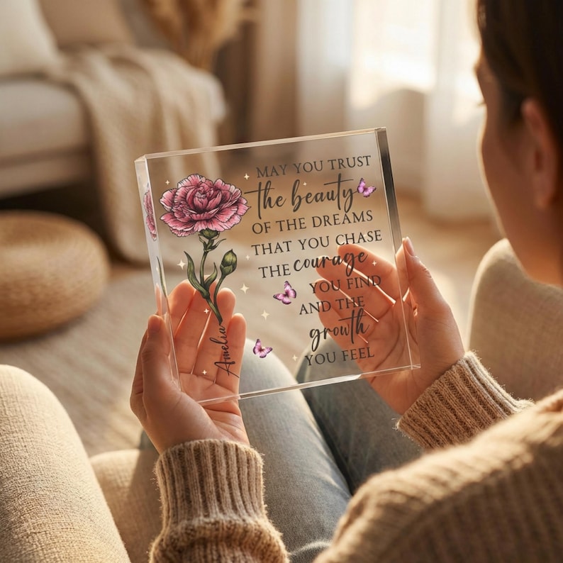Personalised Inspirational Acrylic Plaque, Custom Name Motivational Quote Gift for Her, Encouragement Gift for Women