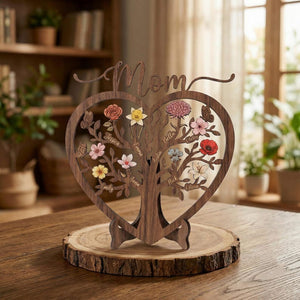 Personalized Family Tree Wooden Sign with Names | Heart Wood Decor | Mother's Day Gift