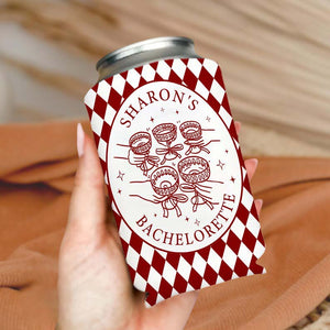 Custom Retro Bachelorette Can Cooler, Casino Style Bachelorette Party Can Holder, Luxury Bach Weekend Drink Sleeves, Bridal Party Gifts