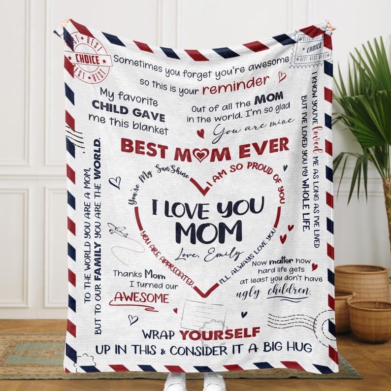 Personalized Mother's Day Blanket, Mother's Day Gift for Mom From Children