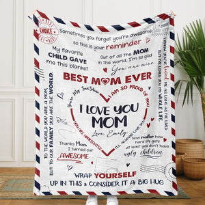 Personalized Mother's Day Blanket, Mother's Day Gift for Mom From Children