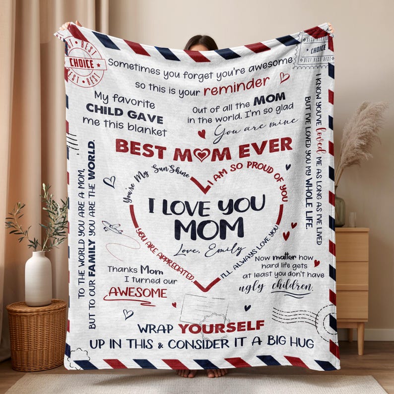 Personalized Mother's Day Blanket, Mother's Day Gift for Mom From Children