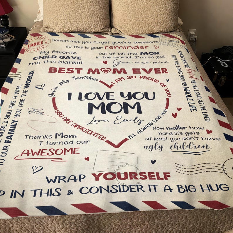 Personalized Mother's Day Blanket, Mother's Day Gift for Mom From Children