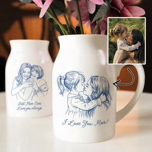 Custom Photo Vase, Personalized Family Photo Vase, Line Art Portrait Vase, Love Makes a Family Gift, Custom Picture Flower Vase