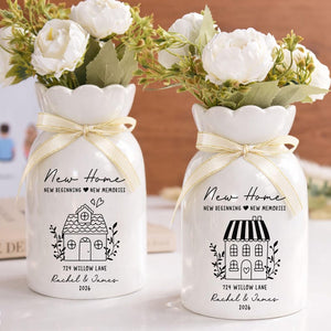 Personalised First Home Gift, Custom Flower Vase for New Home Occasion, Housewarming Gift For Couple, Moving In Gift for Friend, Owners Gift